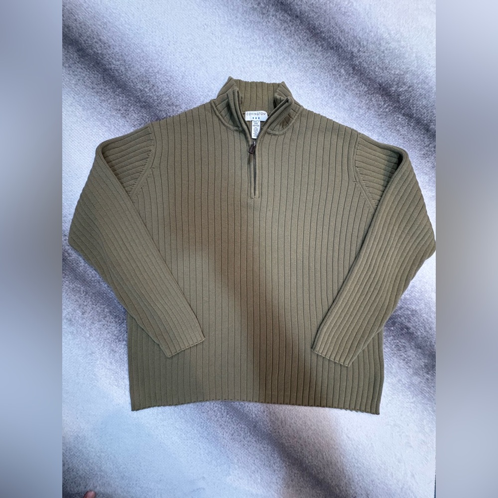 Covington’s Men’s Ribbed 1/4 Zip Olive Green Sweater XXL 50 -‎ 52
